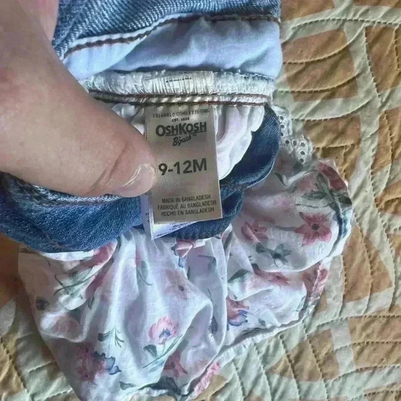 6-9 Months Oshkosh B'Gosh Denim  Overalls Dress with Floral Design - Picture 6 of 6